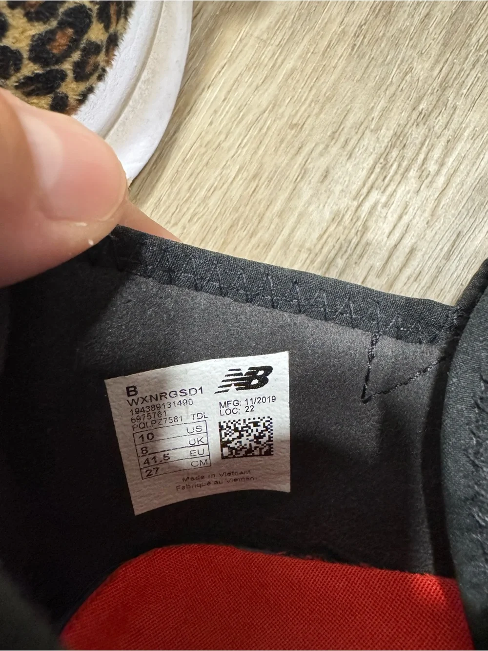 New Balance Black Knit Slip-On Sneakers with Leopard Heel